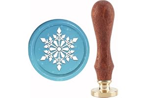 CRASPIRE Christmas Wax Seal Stamp Snowflakes Pattern Sealing Wax Stamps 30mm Retro Vintage Removable Brass Stamp Head with Wood Handle for Wedding Invitations Halloween Xmas Thanksgiving Gift Packing