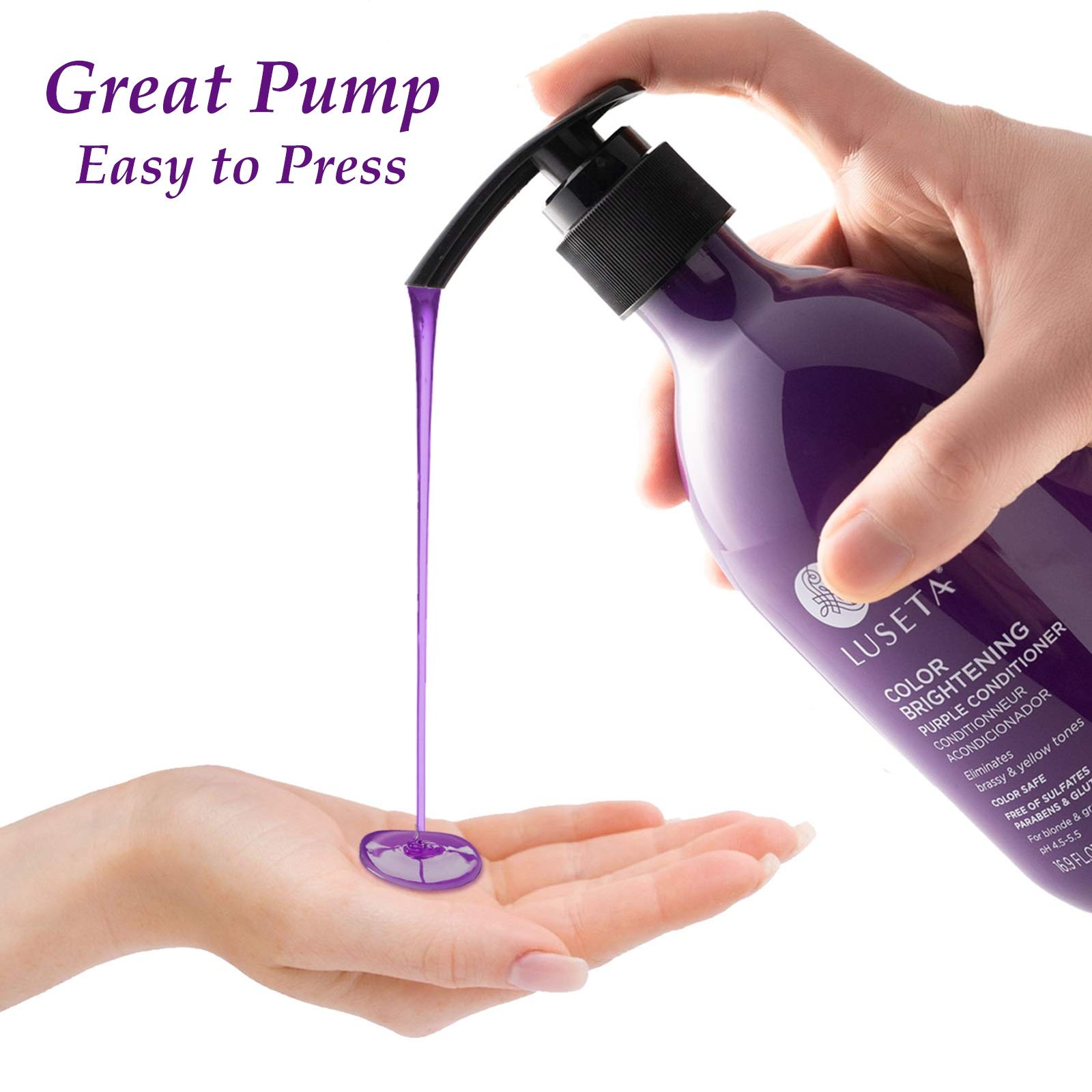 Luseta Purple Shampoo for Blonde, Grey, Color Treated and Women's Hair - 33.8oz, Sulfate & Paraben Free, Best for Curly and Damaged Hair