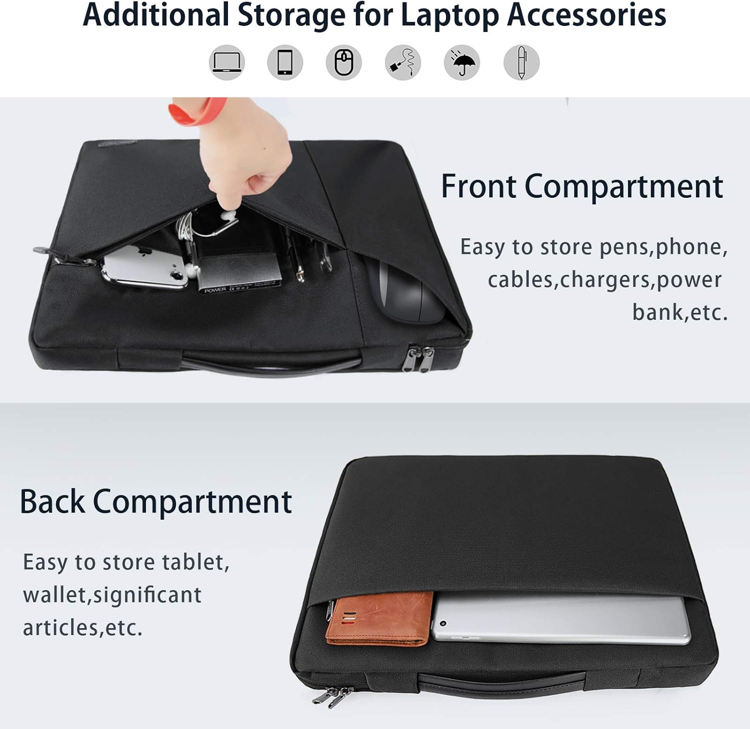 NUBILY 14 inch Laptop Sleeve Bag Case 13.3 inch Waterproof Shock Resistant Portable Handle Laptop Bag Compatible with 13" MacBook Air2014-2019,13.3-14 inch Toshiba/FUJITSU /HP/Dell/Asus Notebook