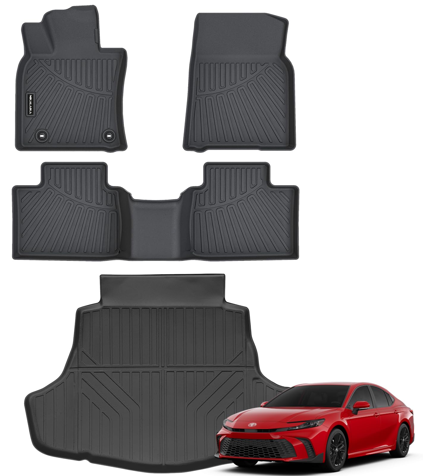 NIKALAIKA Floor Mats & Cargo Liner for 2025 2026 Toyota Camry (Include Hybrid) All Weather Protection TPE Rubber Full Set Automotive Floor Liners & Trunk Mat Accessories, Odorless Anti-Slip, Black Image