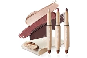 IMAKEUPNOW Cream to Powder Eyeshadow Stick Sets, Pro Metallic/Matte Eye Brightener Pencil Crayon Makeup - 3PCS - G002+G003+G006