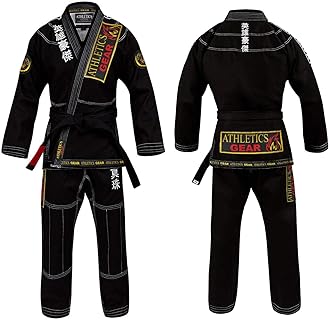 BJJ Gi Brazilian Jiu Jitsu Gi Uniform Suits by Athletics Gear | 100% Cotton Pearl Weave Fabric, Light Weight for Kids, Men & Women