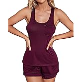 Fnumoa Women's Pajamas Set Sexy Sleepwear Sleeveless Shorts Pjs Set for Women 2 Piece Loungewear Nightwear