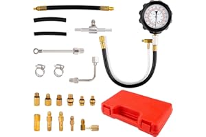 JIOUXIP 0-140PSI Fuel Pressure Tester Kit, Fuel Injector Injection Pump Pressure Gauge, Fuel Pump Pressure Tester Diagnostic Tool for Gasoline Cars, Trucks, Motorcycles and RVs
