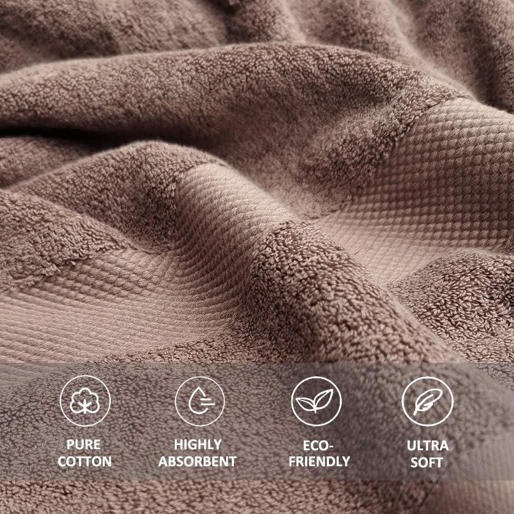 COGNATIO 6 Piece Towel Set, 2 Bath Towels, 2 Hand Towels, and 2 Washcloths, 100% Cotton Highly Absorbent Towels for Bathroom, Hotel, Spa - Coffee: Kitchen & Dining