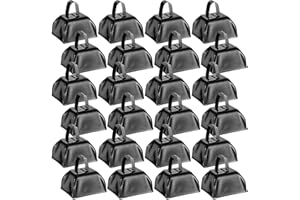Yeshone 24 Pcs Metal Cowbell with Handle Cow Bells Noise Makers for Sporting Events Small Loud Noisemaker Cow Bell for Wedding Cheering Football Games, 3 x 2.8 x 2.5 Inch(Black)