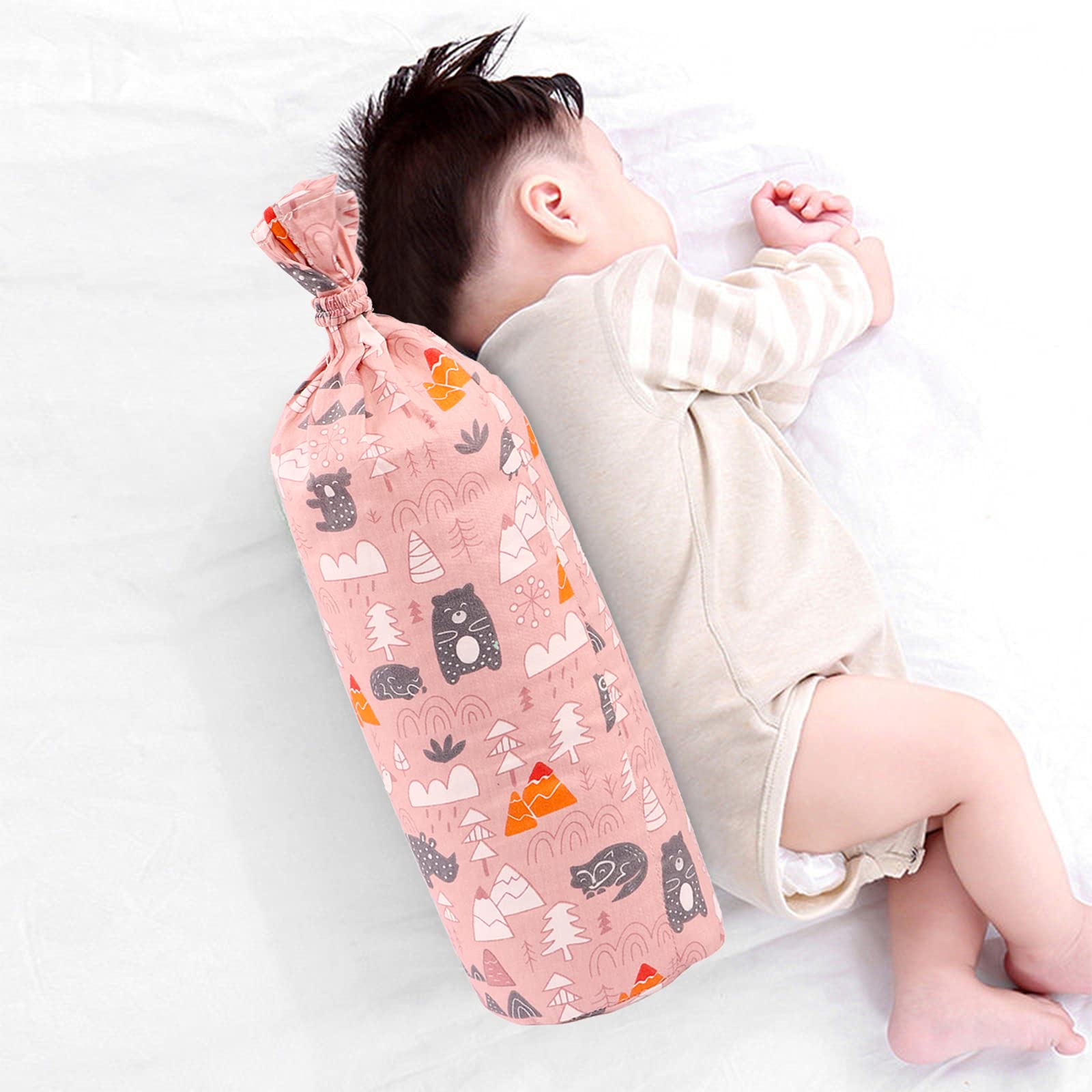 IPENNY Newborn Baby Side Sleep Pillow Anti Roll, Soft Baby Side Sleep Long Pillow - Toddlers Baby Back Body Positioning Pillow Comfortable Cotton Buckwheat Print Long Accompany Sleeping Pillow