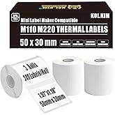 N20 Labels, Waterproof M110 Thermal Labels for Phomemo Print Master M220 M110 for CLABEL 221B Tape Refill M100 M102 for N20 2 Inch Label Printer 1.97" x 1.18" 50x30mm White Label 3 Rolls