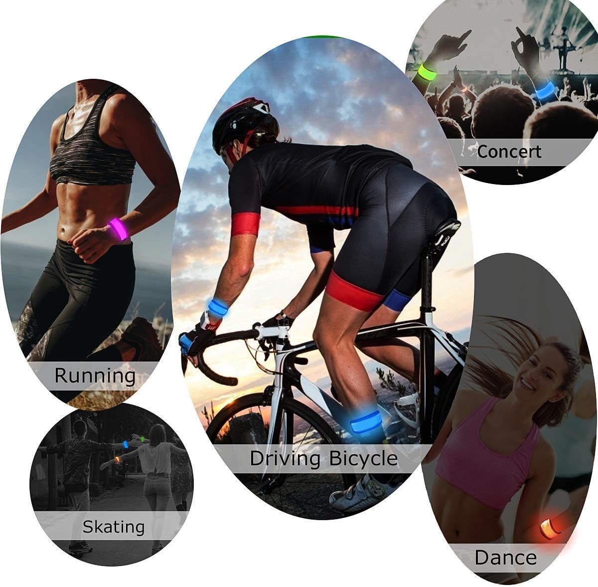 Running Lights for Runners(6 Pack) Light up Led Reflective Gear Replace Safety Vest/Sash, Running Reflector Gear for Walking, Cycling, Jogging at Night Time, Ideal Gifts for Female, Men, Women, Walkers. : Sports & Outdoors