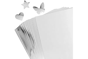 NUFIWRA 30 Sheets Metallic Silver Cardstock Paper - A4 Size (250gsm), Mirror Finish Silver Foil Board for Crafting, Invitations, and Decorations - Die Cut and Plotter Compatible