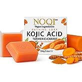 NOQI Kojic Acid Soap | Carrot & Turmeric Exfoliating soap for Skin Brightening, Blemish & Hyperpigmentation | Enhanced with L