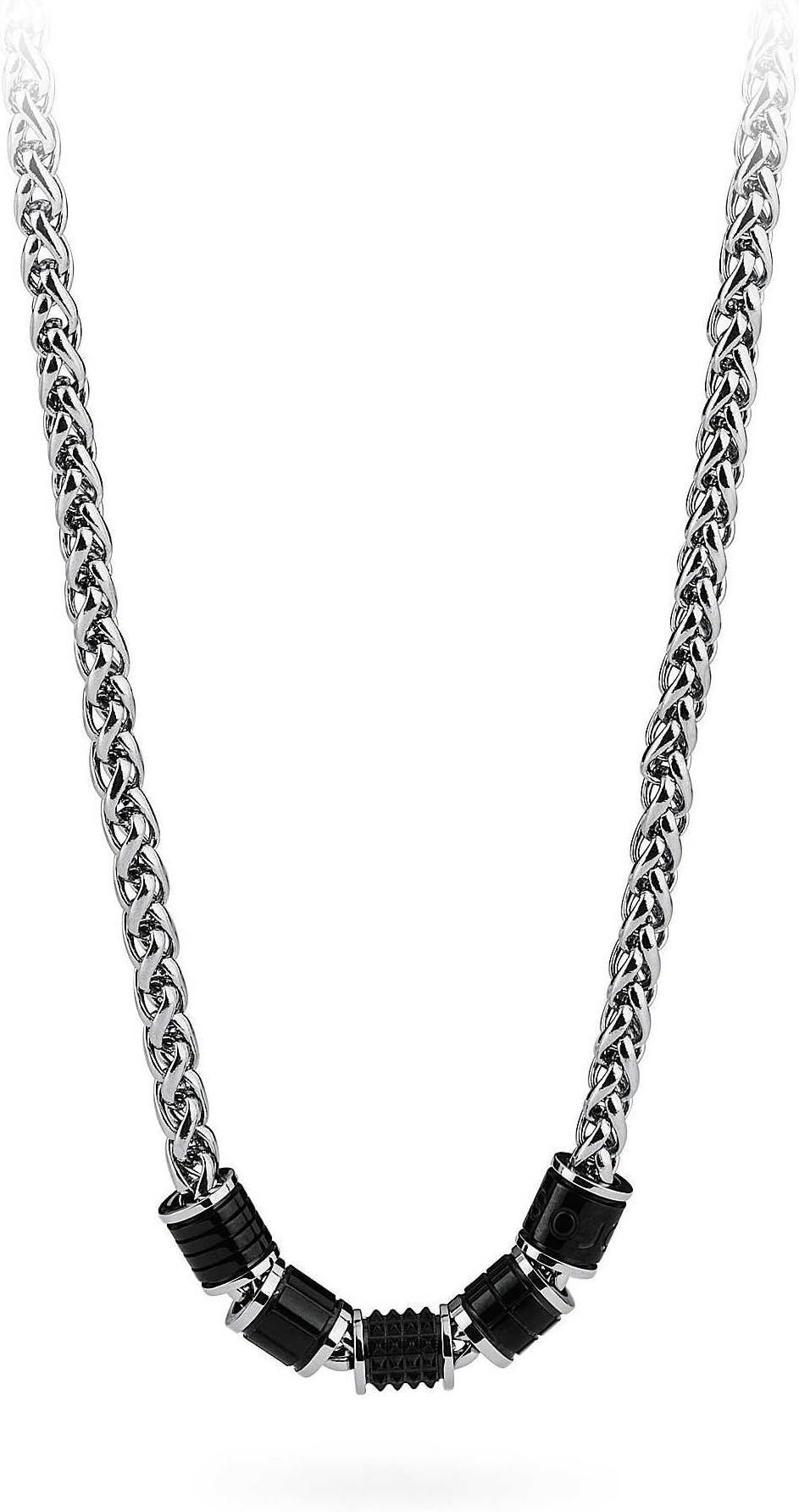 Bullet Modular necklace with pendants of polished steel and black PVD BROSWAY BUL03