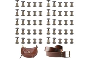 MABAHON 50 Set Leather Rivets Chicago Binding Screws M5 x 8mm Metal Rivet Leather Screws Fasteners Set Screw for Belt Repair 