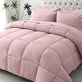 JOLLYVOGUE King Comforter Set, Ultra-Soft Bed in a Bag King Size 7 Pieces, Oeko-TEX Certified Bedding Set with Down Alternative Comforter, Sheets, Pillowcases & Shams, Camio Pink
