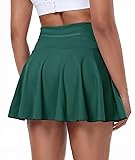 Womens Green Mini Skirts Pleated Skorts with Shorts