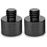 Frgyee Mic Stand Adapter 5/8 Female to 3/8 MaleThread Screw, 5/8 to 3/8 Adapter for Microphone Stand Mount to Camera Tripod Converter Screw 2 Pack
