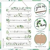HPNIUB Bible Verse Wood Sign Green Leaves 7-Pack 28x4.3cm Rustic Christian Wall view 2