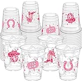 HYMENEX 50Pcs Western Cowgirl Plastic Cups, 12 oz Western Cowgirl Party Cups for Preppy Party Decoration Cowgirls Birthday Party Supplies
