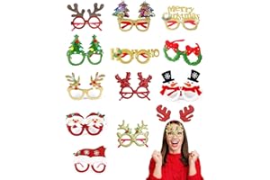 RJUP Christmas Party Glasses 12 Pack – Glitter Holiday Eyeglasses for Adults & Kids