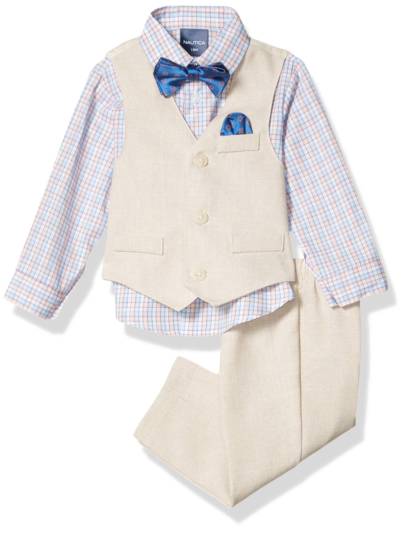 Nautica Baby Boys 4Piece Set with Dress Shirts, Vests, Pants, and Bow
