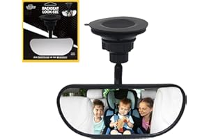 "Backseat Look-See" by Safe View Company, Powerful Suction Cup Rear View Convex Mirror, See Your Children, Spouse, All Passengers in the Backseat (Wedge Shape)