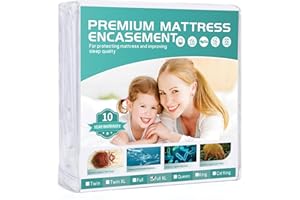 WINKAURA Full XL Waterproof Mattress Protector 9" Depth, Zippered Mattress Cover Soft Breathable Encasement Ideal for Dorms Hotel,54"x80"