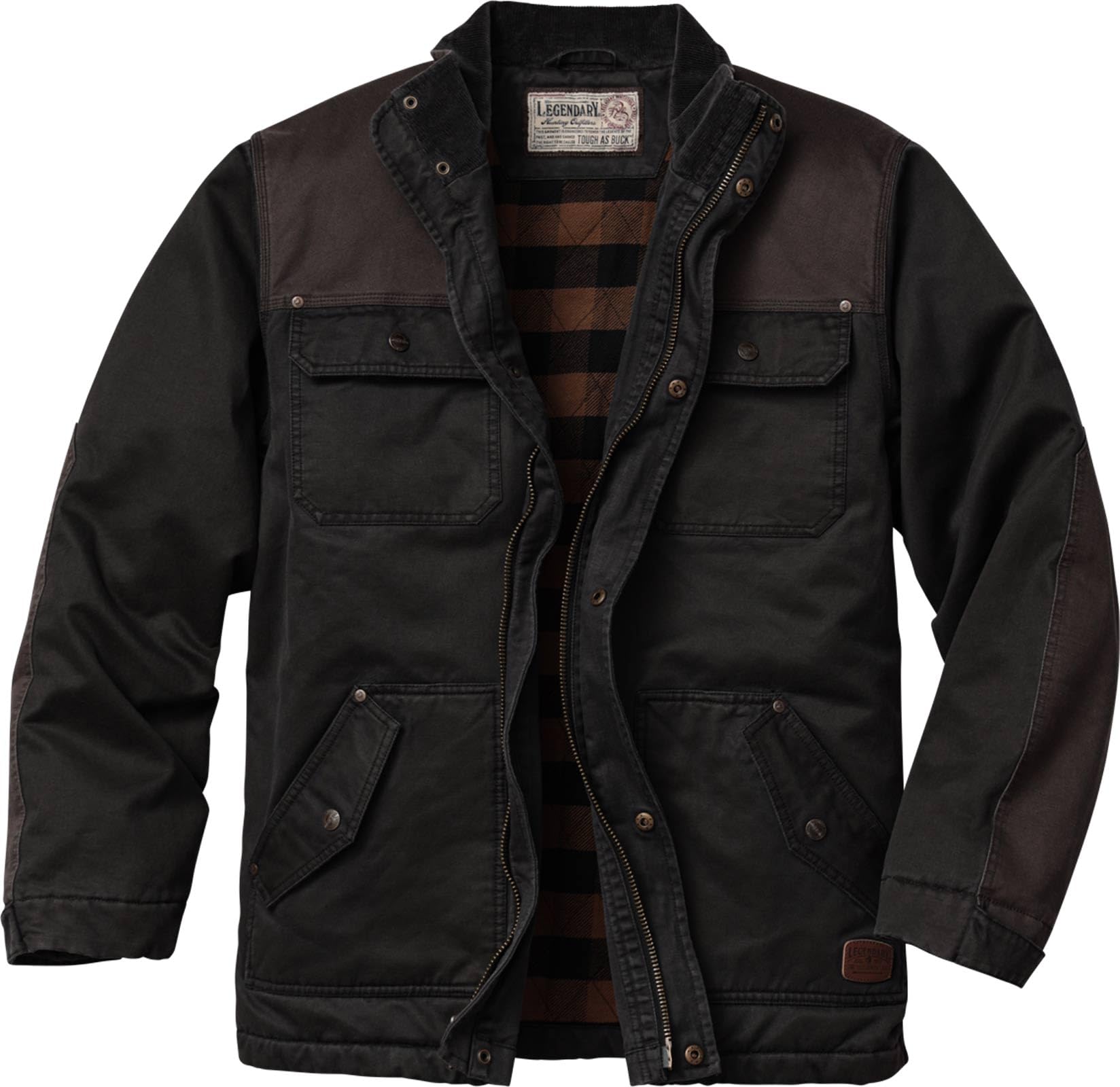 Legendary Whitetails Mens Barn Chore Coat Vintage Waxed Cotton Water Resistant Work Jacket, Black, LT Image