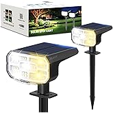 JEJOT Solar Spotlights, Super Bright LED, 2 CCT Warm & Cool Light, Solarspot Lights for Outside Landscape Auto On/Off -2 Pack