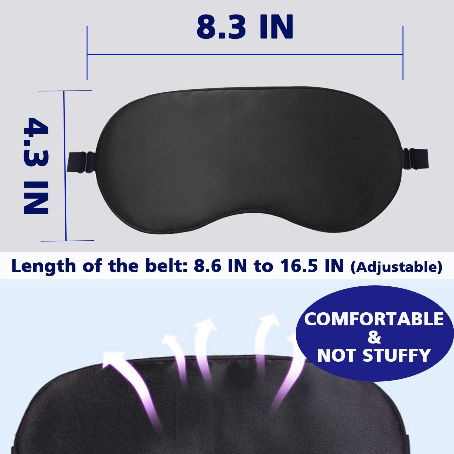 Silk Sleeping Mask for Women and Men, 2Pack Sleep Mask with Ear Plugs, Adjustable Eye Mask Patches Comfortable Blindfold for Travel, Shift Work, Night Sleeping, Nap(Black+Grey): Health & Personal Care