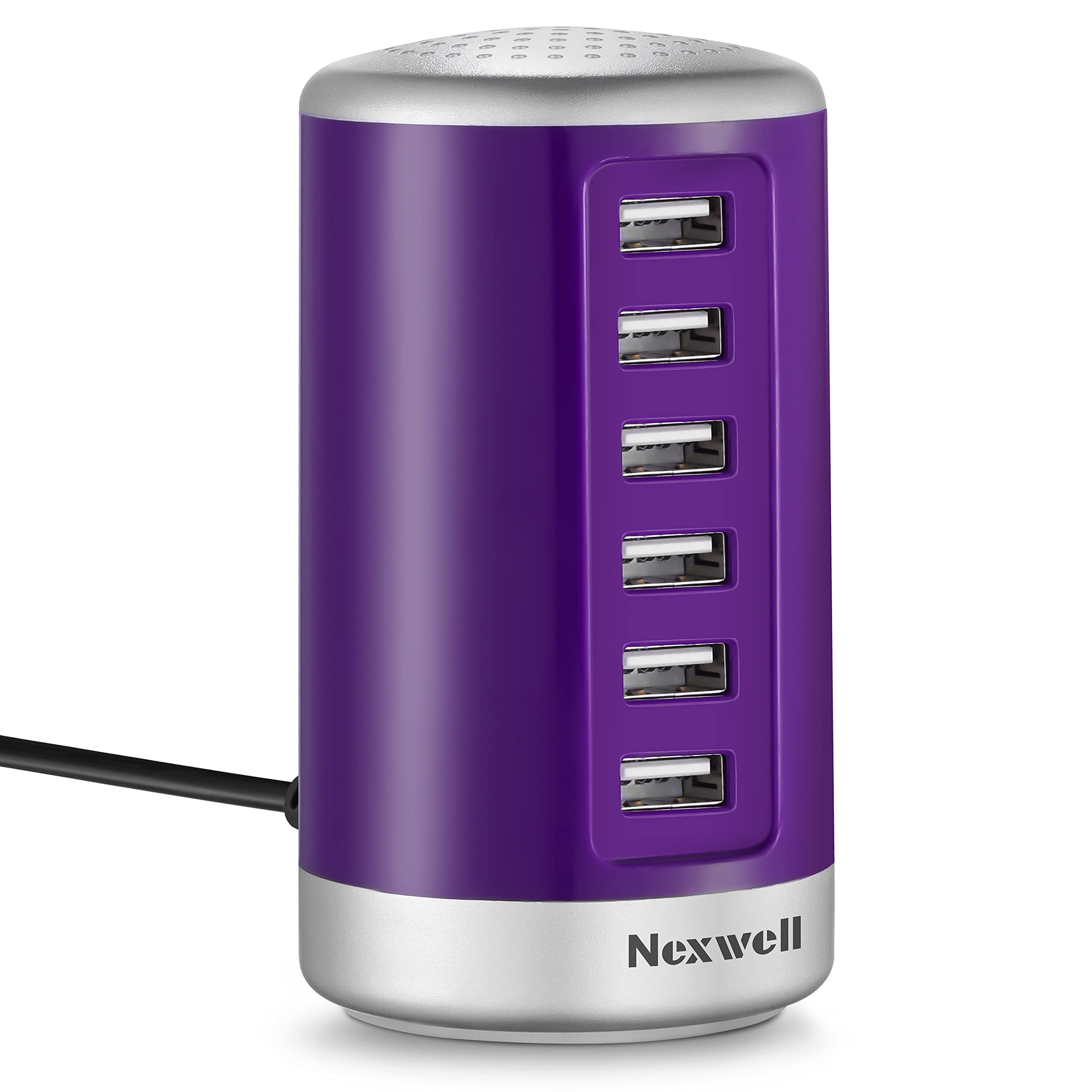 USB Wall Charger, Nexwell 30W 6-Port Desktop Charger USB Charging Station with Smart Identification Technology for iPhone, iPad, Android and Virtually All Other USB Enabled Devices, Purple