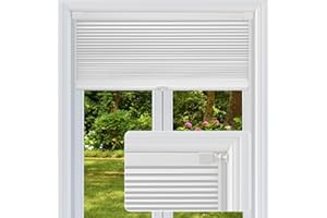FabuBlinds Cordless Cellular Shades, No Drill No Tools Light Filtering Honeycomb Shades, Pleated Blinds for Windows, Easy to Install, White 22" W x 48" H