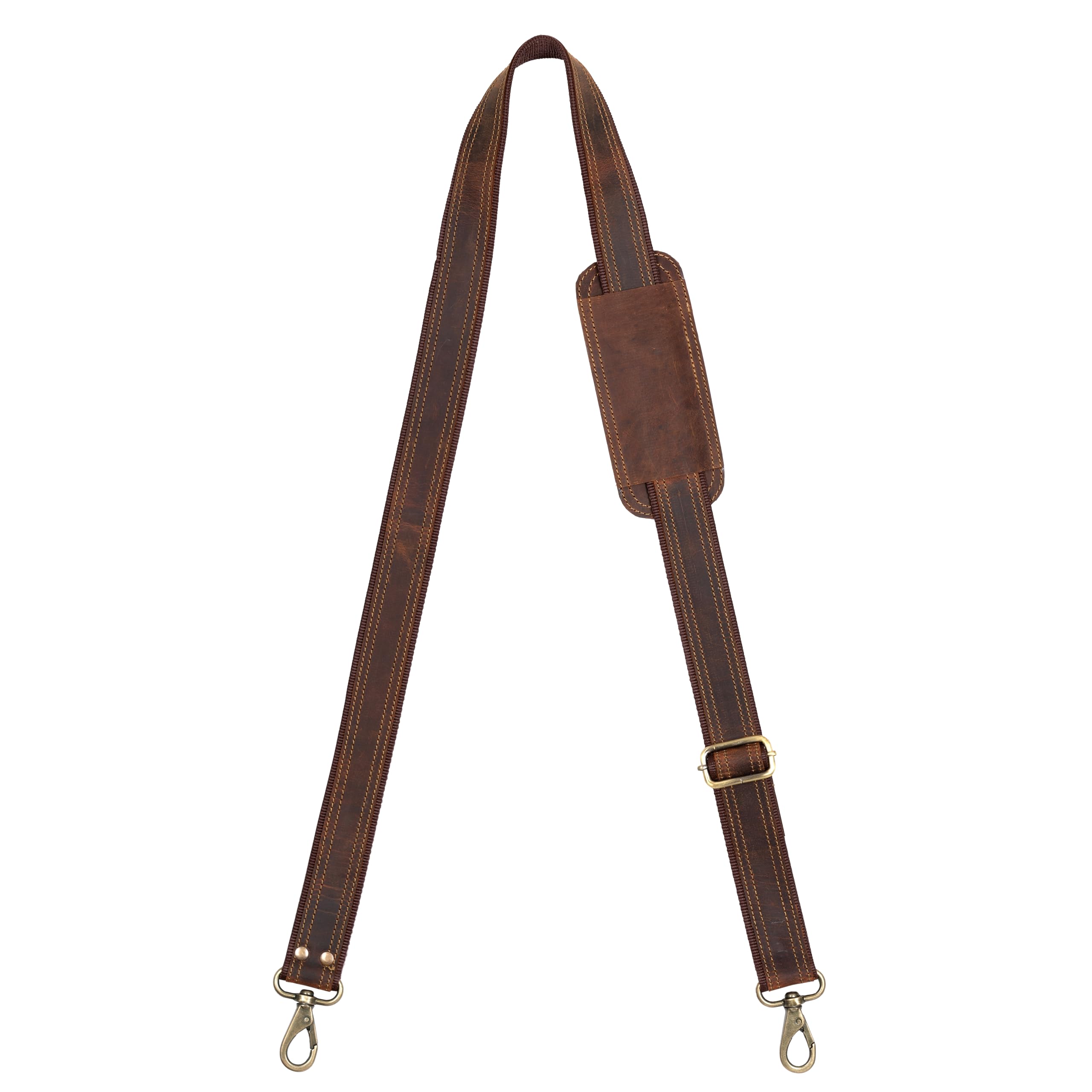 Hell Blues Bag Shoulder Strap - Genuine Leather with Brass Swivels Adjustable 57" Universal Replacement Strap for Laptop Bags, Luggage Duffel, Crossbody (145 cm) (Dark Brown) — image 1