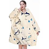 Aemicion Wearable Blanket Hoodie,Oversized Sherpa Fleece Sweatshirt Blanket with Giant Hood and Sleeves for Adult,Warm Cozy Shark Blanket Gifts for Women Men
