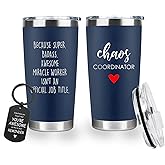CHICKOR Chaos Coordinator Tumbler 20oz - Funny Gifts for Women, Stainless Steel Insulated Cup with Lid & Straw, Travel Mug for Work, Boss, Coworker, Mom, Strong Women Gifts