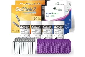 MicroTech Blood Glucose Test Strips & Lancets, 180d Opening Valid, Immune to Blood Oxygen, Only for Gocheck2, 200 Count.
