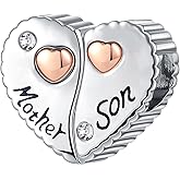 QeenseKc 2pc Mother Daughter Son Sister Grandma Granddaughter Charm Mathcing Couples Bead Compatible with Pandora Bracelet Women