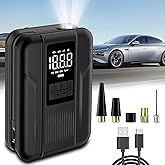 Tire Inflator Portable Air Compressor Portable Air Pump for Car Tires Inflator 150 PSI & 5000mAh Battery Tire Pump for Motorcycle/Bicycle Tires and Balls with Digital Pressure Gauge & LED Light