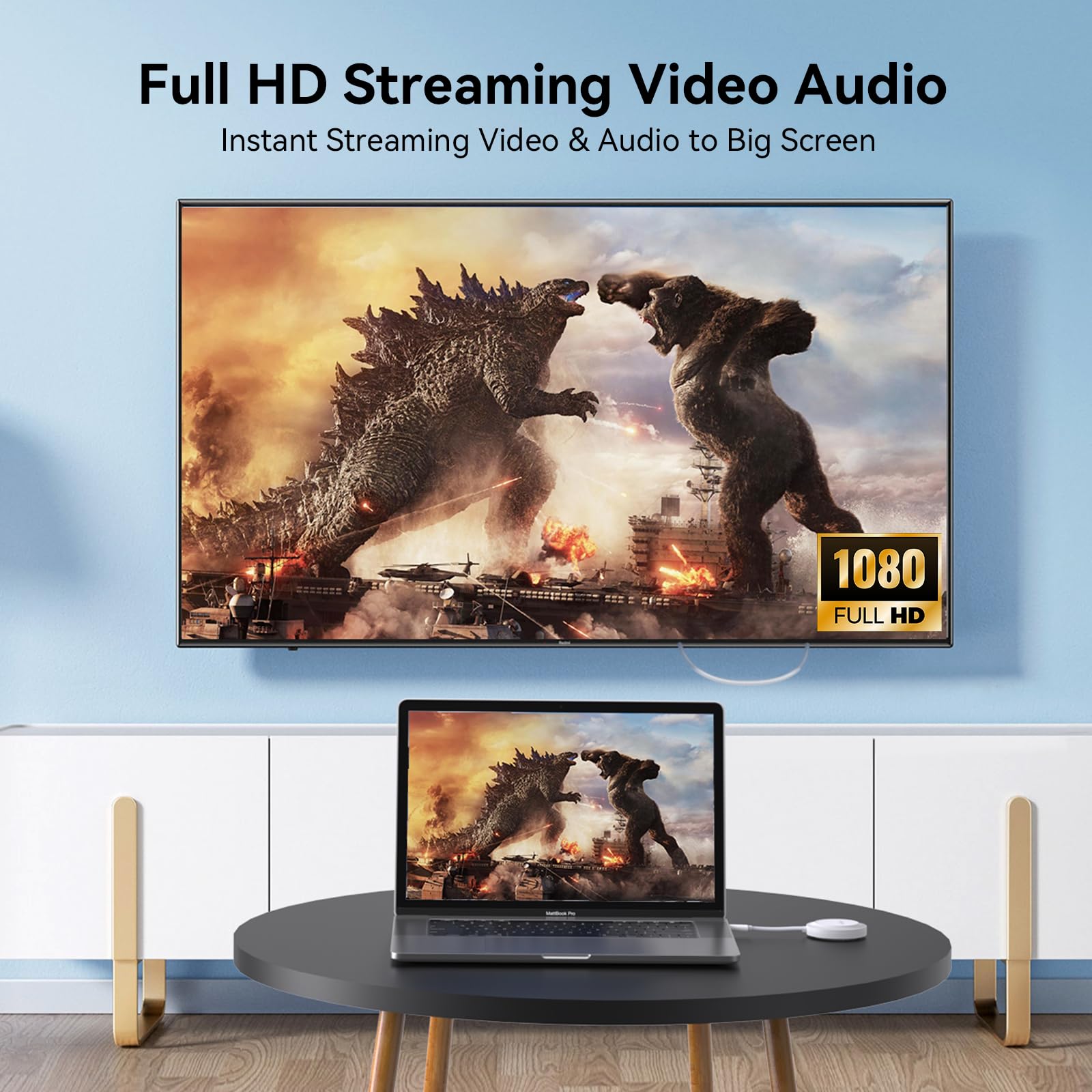 Wireless USB C Transmitter and HDMI Receiver, 2.4G/5G Wireless USB-C to HDMI Extender 98FT/30M,1080P Wireless Display Adapter Stream Video/Audio to TV/Monitor/Projector from Laptop,iPad,Phone,Mac mini