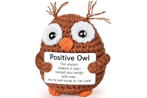 FliipFlaap Positive Crochet Animals Owl - Emotional Support Crochet Gifts for Women Men Birthday Christmas Friends Coworkers Teachers Self Care Desk Home Fall Decor Relaxation Encouragement Gift