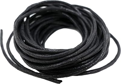 The Bead Shop Black Waxed Cotton Cord 2mm 5 Metres Jewelry String