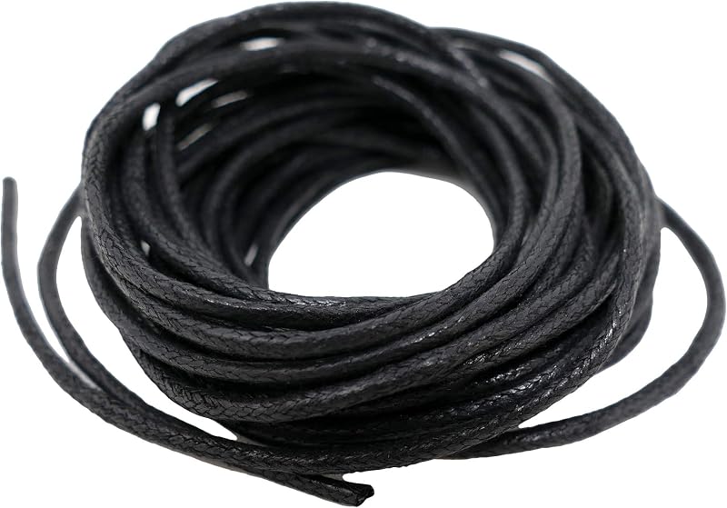The Bead Shop Black Waxed Cotton Cord 2mm 5 Metres Jewelry String