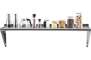 SWOTCATER Stainless Steel Shelf 12"x48", Space-Saving Wall Mounted Shelving, 320lb Heavy Duty Steel Shelves with Easy-Clean Surface for Kitchen, Restaurant, Bar, Hotel (Commercial & Home Use)