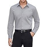 J.VER Men's Dress Shirts Stretch Stain Shield Long Sleeve Solid Formal Shirt Business Casual Button Down Shirts