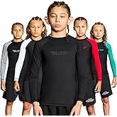Elite Sports Rash Guards for Boys and Girls, Full Sleeve Compression BJJ Kids and Youth Rash Guard