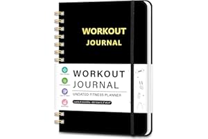 PIOOJK Workout Journal Fitness Planner for Women & Men, Undated Workout Log Book to Tracking Gym Sessions, Great Accessories to Achieving Your Wellness Goals, 6.3"x8.4", Black