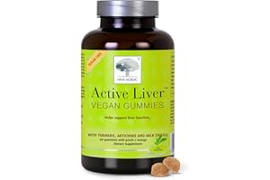 NEW NORDIC Active Liver Gummies, Milk Thistle, Artichoke & Turmeric Supplement, Natural Peach Mango Flavor, Sugar Free & Vegan, 60 Count (Pack of 1)