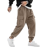 August Alley Men's Cargo Pants Corduroy Joggers Casual Baggy Street Y2k Pants Drawstring Tapered Sweatpants with Pockets