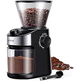 SHARDOR Burr Coffee Bean Grinder, 32 Settings, 40-Second Timer, Black | Electric Grinding, Chamber Cleaning Button, Adjustable Grind Time Control, Removable Hopper, Compact Design, Home Brewing
