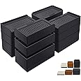 ANNKUT Furniture Risers 4 inch, Heavy Duty Furniture Elevator in Heights of 1.5, 3 or 4 Inch，Rectangle Raising Blocks for Bed, Couch, Desk, Sofa, Tables,Support Up to 1,300 Lbs (4 Pack-Black)