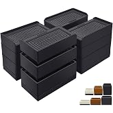 ANNKUT Furniture Risers 4 inch, Heavy Duty Furniture Elevator in Heights of 1.5, 3 or 4 Inch，Rectangle Raising Blocks for Bed, Couch, Desk, Sofa, Tables,Support Up to 1,300 Lbs (4 Pack-Black)